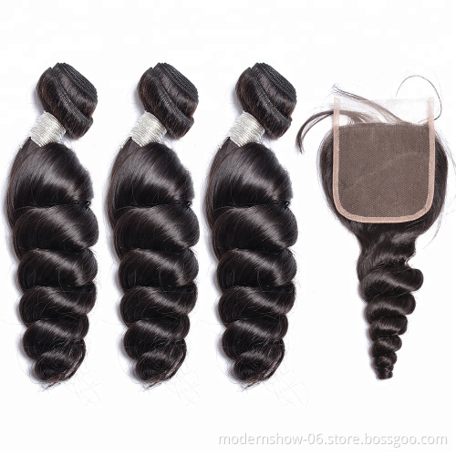 Large Stock Brazilian Virgin Hair Bundles With Closure , Factory Wholesale Price Cuticle Aligned Virgin Hair Different Texture